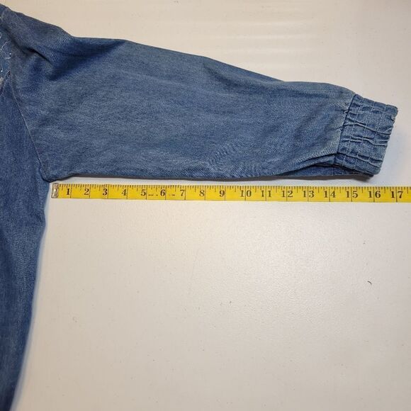 Teddi Vintage Blue Denim Chambray Jean Jacket White Floral Embroidery Western - Picture 12 of 15